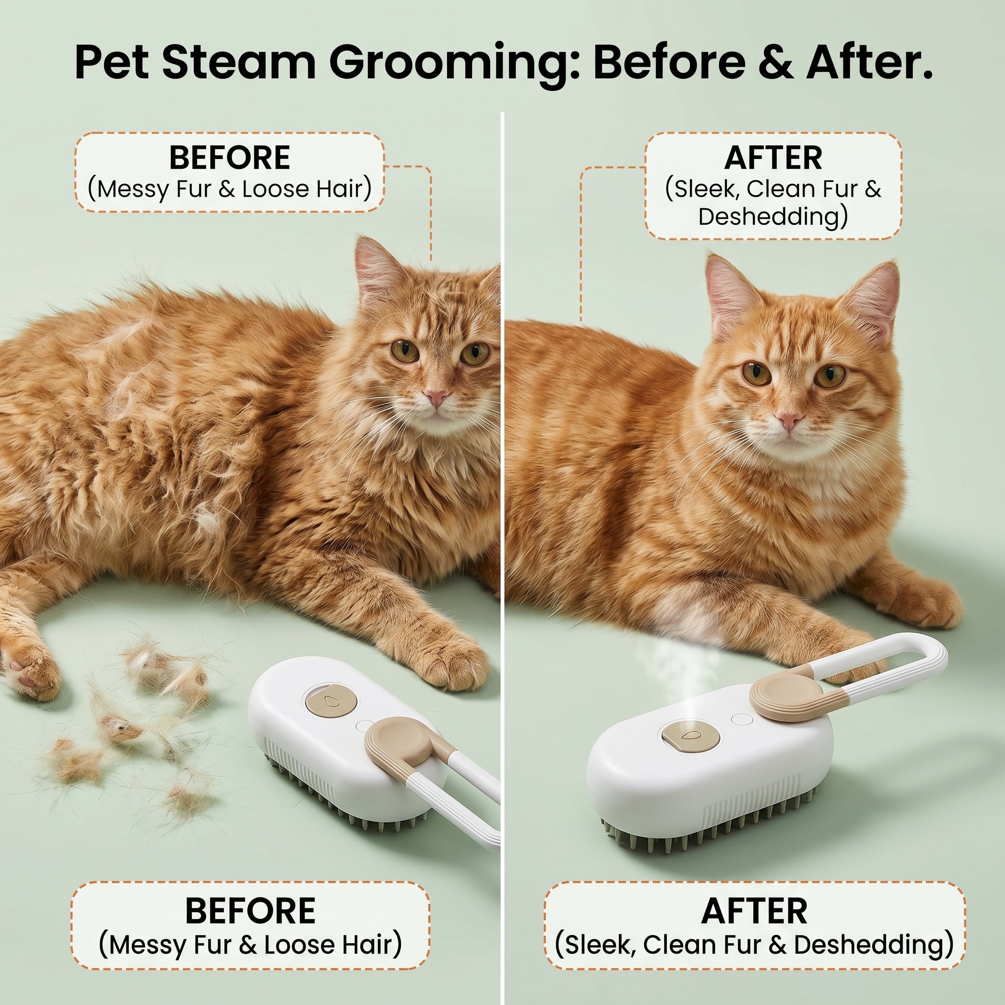 Steam Pet Grooming Brush™ – Effortless Deshedding for Cats & Dogs